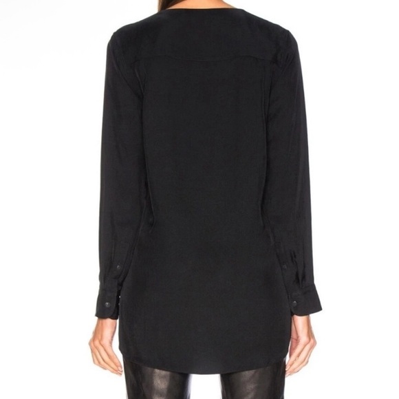Rag & Bone Women's Black Debbie V-Neckline Black Button Collar Top Size Small - Picture 2 of 7